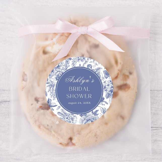 Blue White Chinoiserie Brautparty Round Sticker (Von Creator hochgeladen)