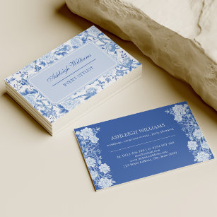 Blue White Chinoiserie Floral Event Stylist Visitenkarte