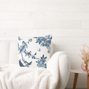 Blue White Chinoiserie Floral Stilvolle Throw Kiss Kissen
