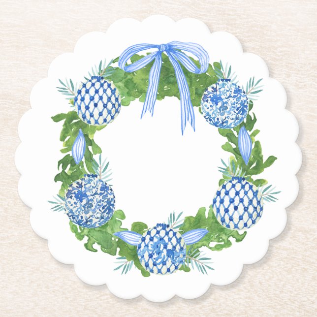 Blue & White Chinoiserie Grandmillenium Weihnachte Untersetzer (Vorderseite)