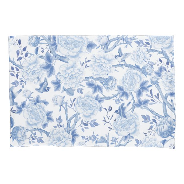 Blue White Chinoiserie Rodelbahn mit Aussicht Kissenbezug (Vorderseite)