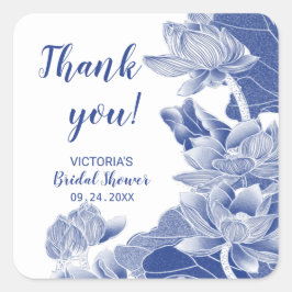 Blue White Chinoiserie Vielen Dank Square Sticker