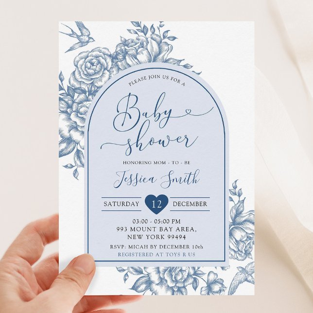 Blue White Chinoiserie Vintag Baby Dusche Einladung (Von Creator hochgeladen)