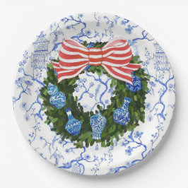 Blue & White Chinoiserie Weihnachtsfeiertag Pappteller