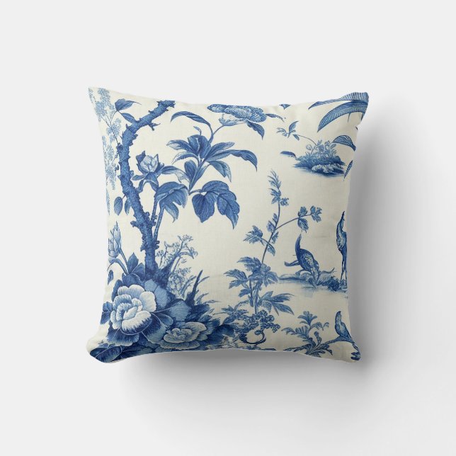 Blue & White Chinoiseries Kissen (Vorderseite)