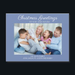 Blue White Christmas Foto Gruß Magnetic Card Magnetkarte<br><div class="desc">Periwinkle blau-weiße Weihnachtsgrüße Urlaub Foto Magnetkarte. Die Hintergrundfarbe auf dieser Karte ist anpassbar,  sodass Sie sie Ihrem Foto anpassen können.</div>