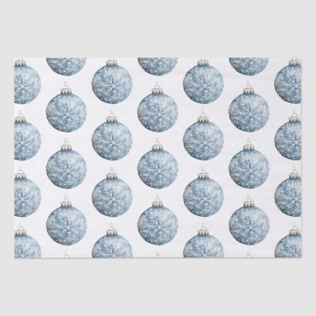 Blue White Christmas Snowflakes Ornamente Seidenpapier (Vorderseite)