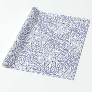 Blue White Christmas Star Modernes geometrisches M Geschenkpapier