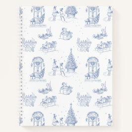 Blue White Christmas Toile Notizbuch