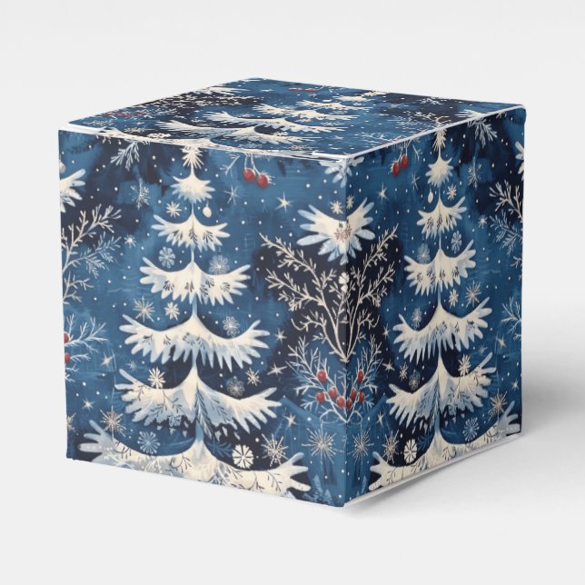 Blue White Christmas Tree Holiday Geschenkboxen Geschenkschachtel (Vorderseite)