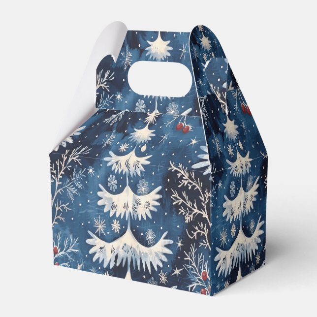 Blue White Christmas Tree Holiday Geschenkboxen Geschenkschachtel (Vorderseite)