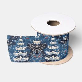 Blue White Christmas Tree Holiday Satin Ribbon Satinband