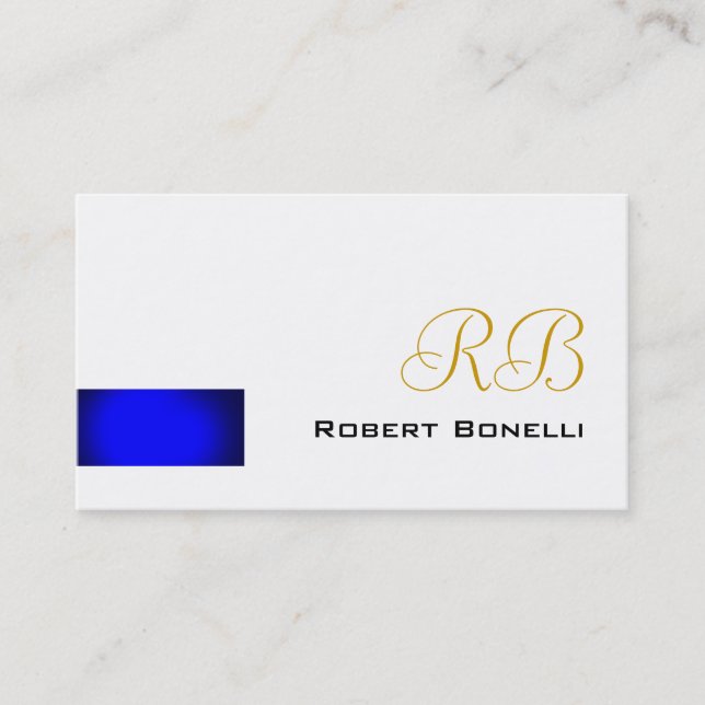 Blue White Consultant Monogram Business Card Visitenkarte (Vorderseite)