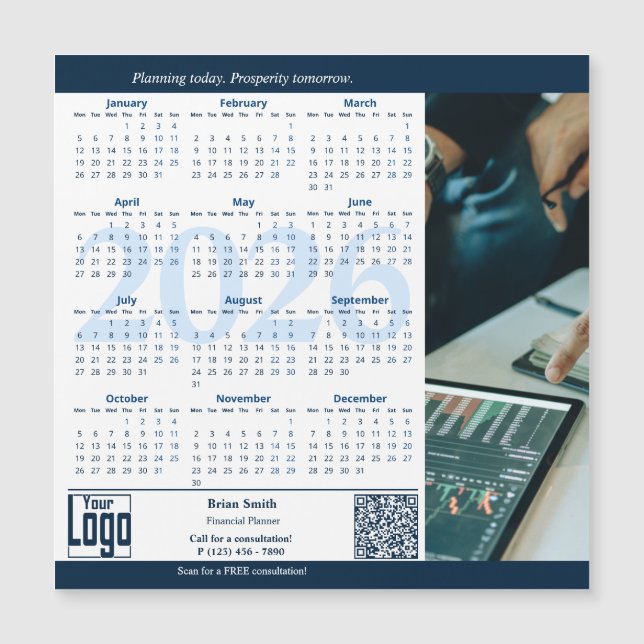 Blue White Consultant Service 2026 Calendar Magnet (Vorderseite)