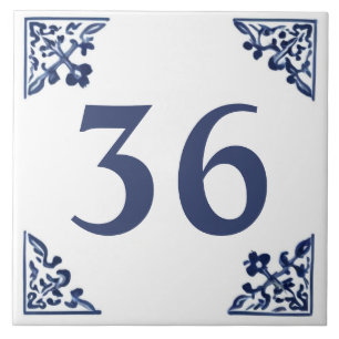 Blue White Corner Delft Art Custom House Number Fliese