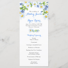 Blue White Country Daisy Floral Wedding Program Programm