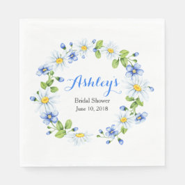 Blue White Country Daisy Wreath Brautparty Serviette