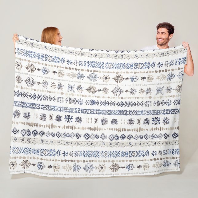 Blue White Cream Stripes Christmas Fleecedecke (Beispiel)