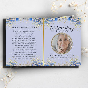 Blue White Daisy Celebration of Life Programme