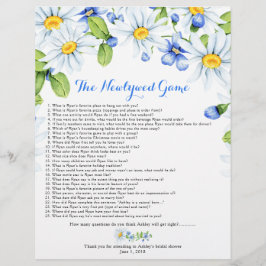 Blue White Daisy Floral Brautparty Games Flyer