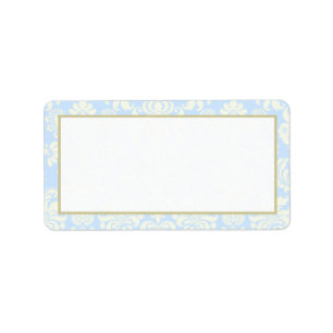 Blue/White Damask Wedding Mailadresse Adressaufkleber