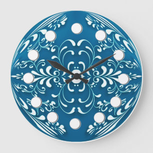 Blue & White Decorative Icing Wall Clock Große Wanduhr