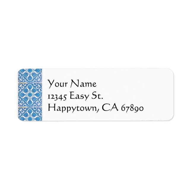 Blue White Delft Cornflower Custom Address Labels (Vorne)