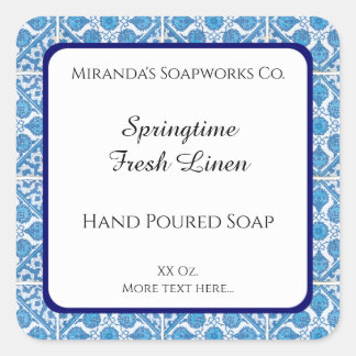 Blue White Delft Cornflower Editable Soap Stickers