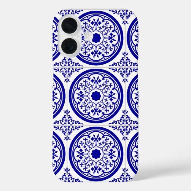 Blue White Delft Inspiré Faux Tile iPhone 7 coque (Verso)