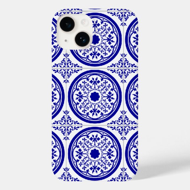 Blue White Delft Inspirierte Imitate Tile iPhone Case-Mate iPhone 14 Hülle (Rückseite)