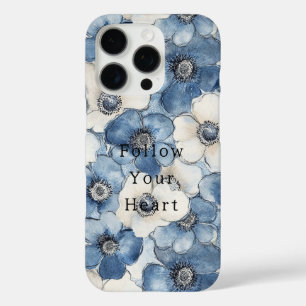 Blue White Denim Blume iPhone 16 Pro Hülle