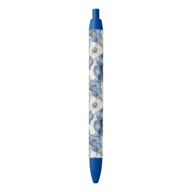 Blue White Denim Floral Kugelschreiber (Vorderseite Vertikal)