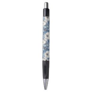 Blue White Denim Floral Kugelschreiber