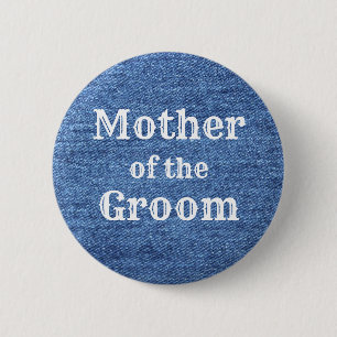 Blue White Denim Theme Wedding Button
