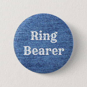 Blue White Denim Theme Wedding Button