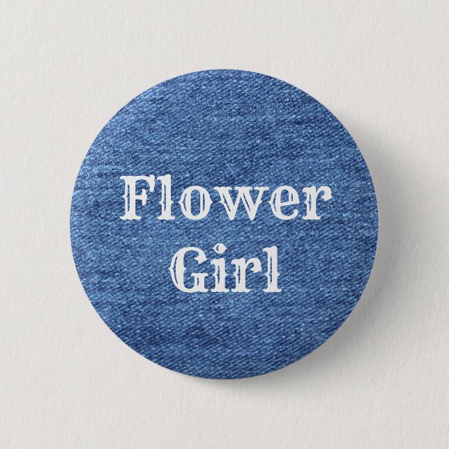 Blue White Denim Theme Wedding Button (Vorderseite)