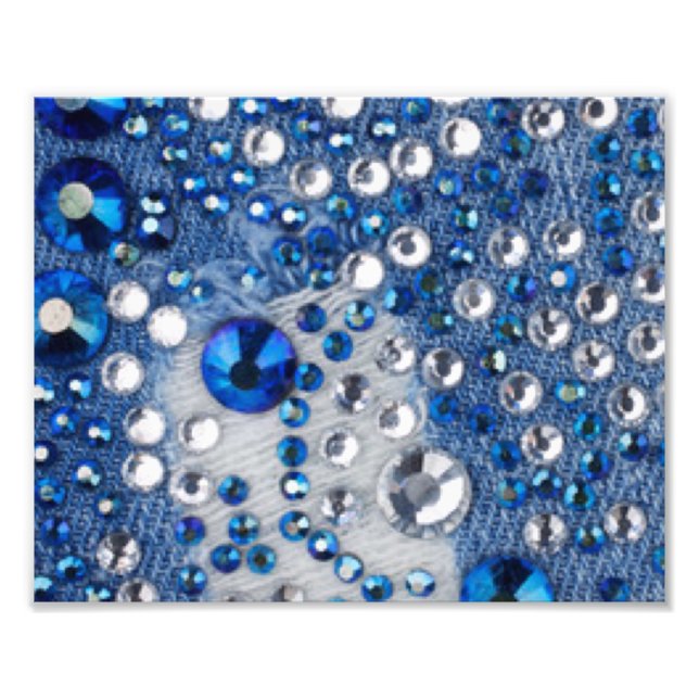 Blue & White Diamonds Blue Jean Muster Design Fotodruck (Vorne)
