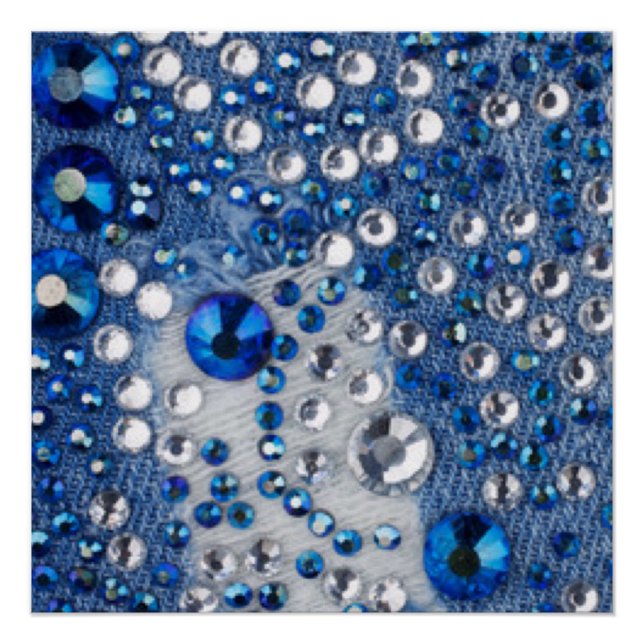 Blue & White Diamonds Blue Jean Muster Design Poster (Vorderseite)