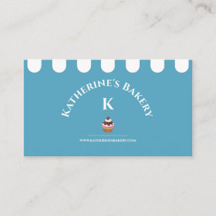 Blue White Eleganery Bäckerei Business Card Visitenkarte