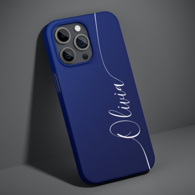 Blue White Elegant Calligraphy Script Name Case-Mate iPhone 14 Hülle (Von Creator hochgeladen)