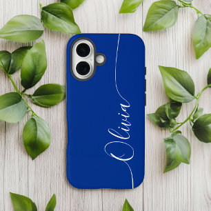 Blue White Elegant Calligraphy Script Name iPhone 16 Hülle