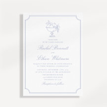 Blue & White Elegant Frame Wedding Invitation