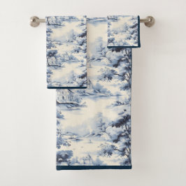 Blue & White English Toile Badhandtuch Set