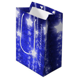 Blue & White Fallstars Holiday Geschenktasche Mittlere Geschenktüte