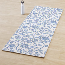 Blue White Floral Botanical Pattern Whimsical Boho