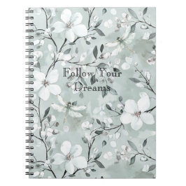 Blue White Floral Dragonflies Notizblock