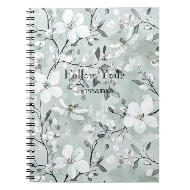 Blue White Floral Dragonflies Notizblock (Vorderseite)