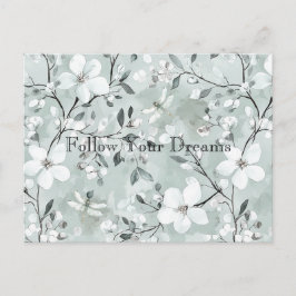 Blue White Floral Dragonflies Postkarte
