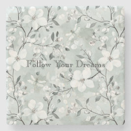 Blue White Floral Dragonflies Steinuntersetzer