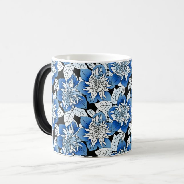 Blue & White Floral Garden Bliss Verwandlungstasse (Vorderseite Links)